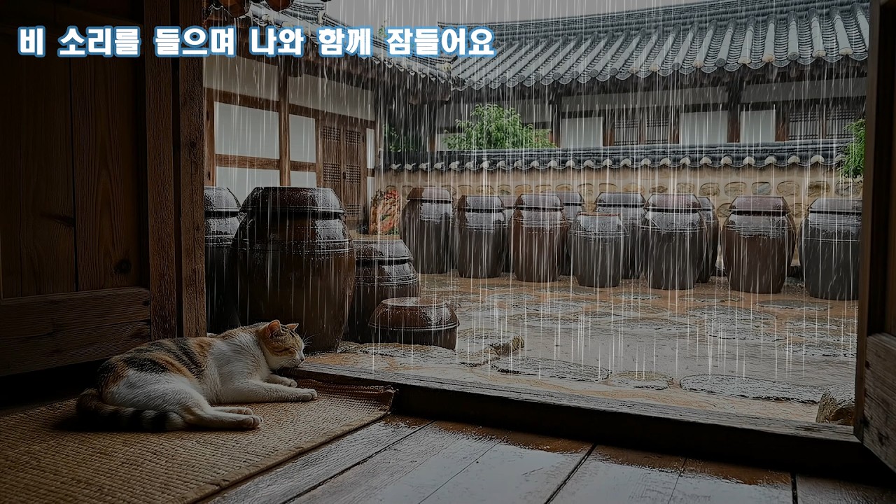 🌧️[ASMR] 전통 한옥 집에서 김치 장독 위로 떨어지는 빗소리를 들으며 곧바로 잠에 빠져든다.