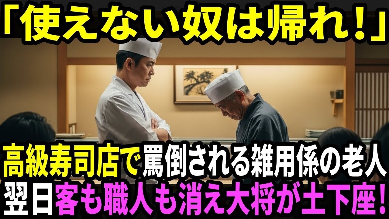 「使えない奴は帰れ！」高級寿司店で罵倒される雑用係のおじいさん──翌日、客も職人も全員去り、大将が凍りついた