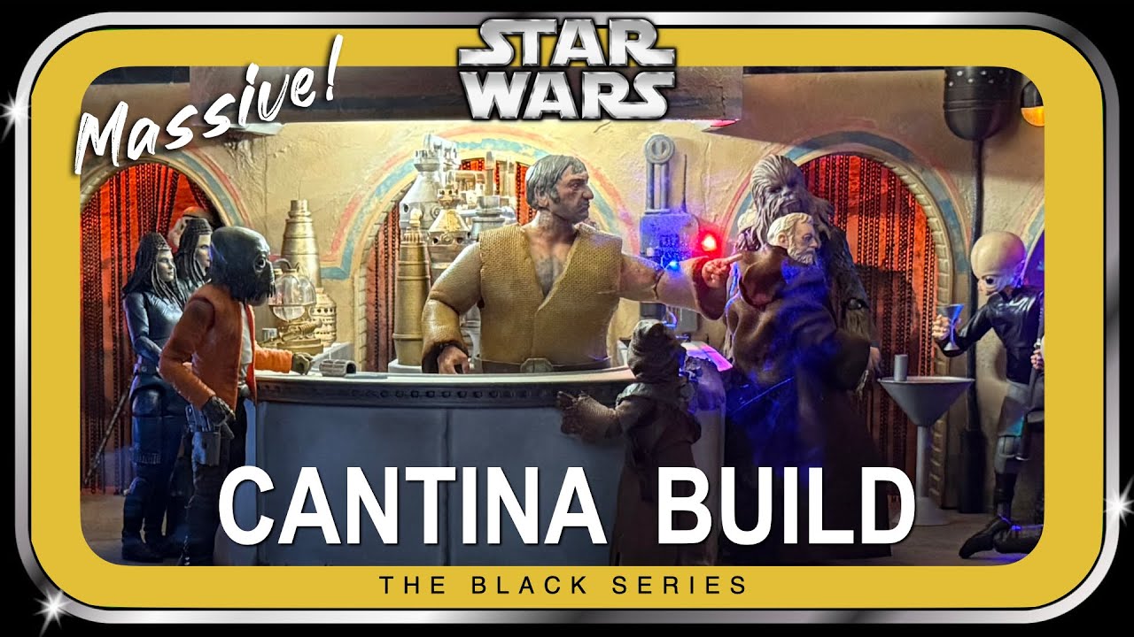 Star Wars cantina build. Black Series scale custom diorama using Landspeeder Luke's 3D print files.