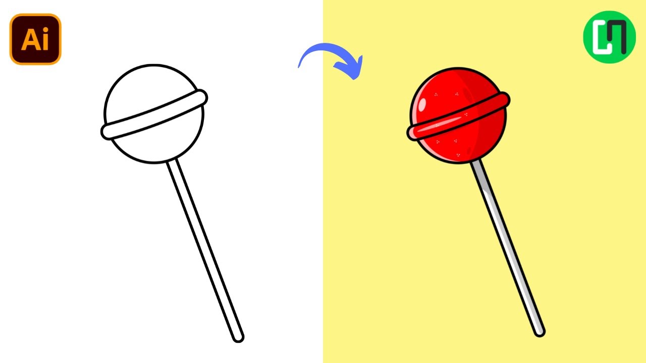 How to draw a Lollipop Candy in Adobe Illustrator | Lollipop Vector Design Tutorial