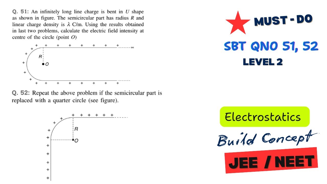 SBT Electrostatics Q51 & Q52 | Electric Field Because of Line Charge And Charged Arc | JEE / NEET