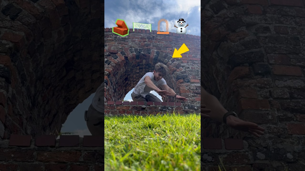Parkour emoji challenge but I have to flip on a snowman ☃️? #parkour #emojichallenge #short