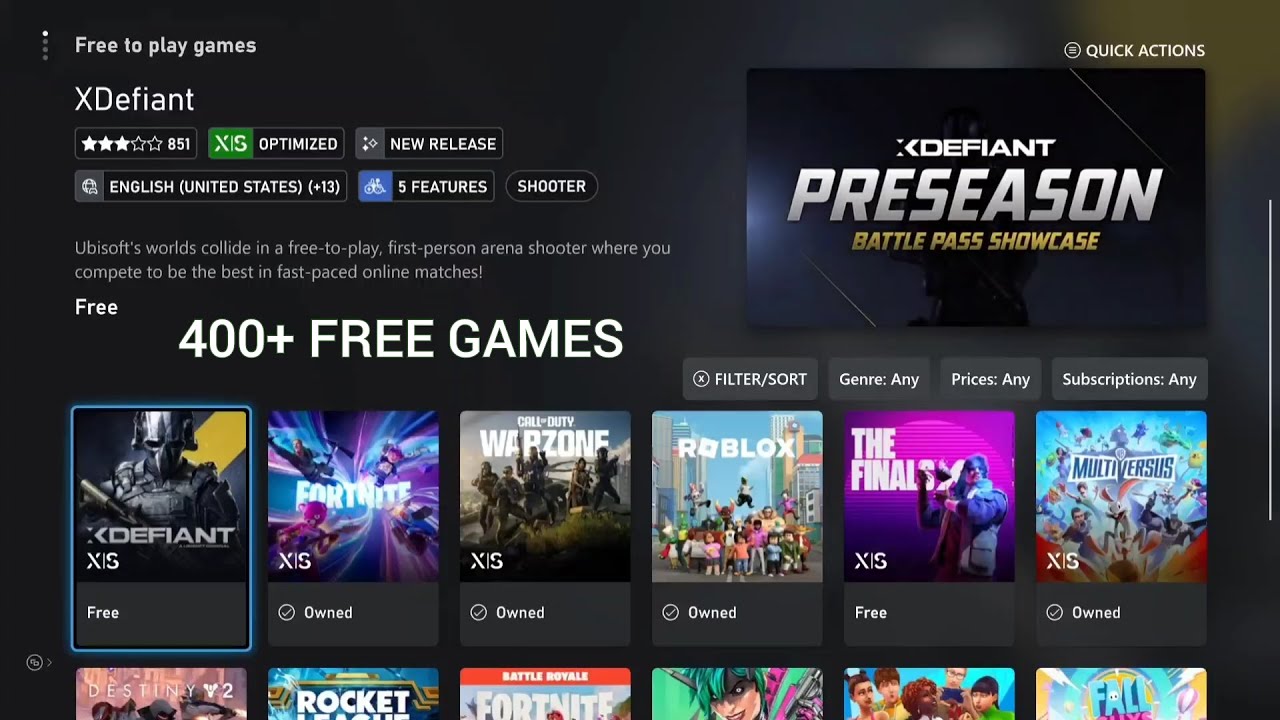 400 free to play games on Xbox in 2024