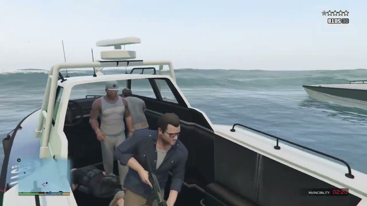 Grand Theft Auto V riding in a boat!