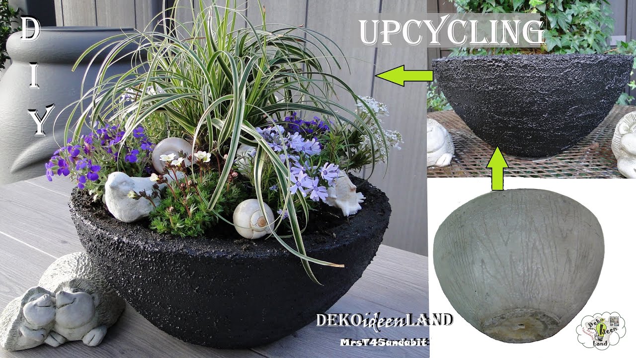 DIY Frühlings/ Sommerdeko: Blumentopf/ Pflanztopf (Kübel) für draußen | Upcycling Idee DekoideenLand