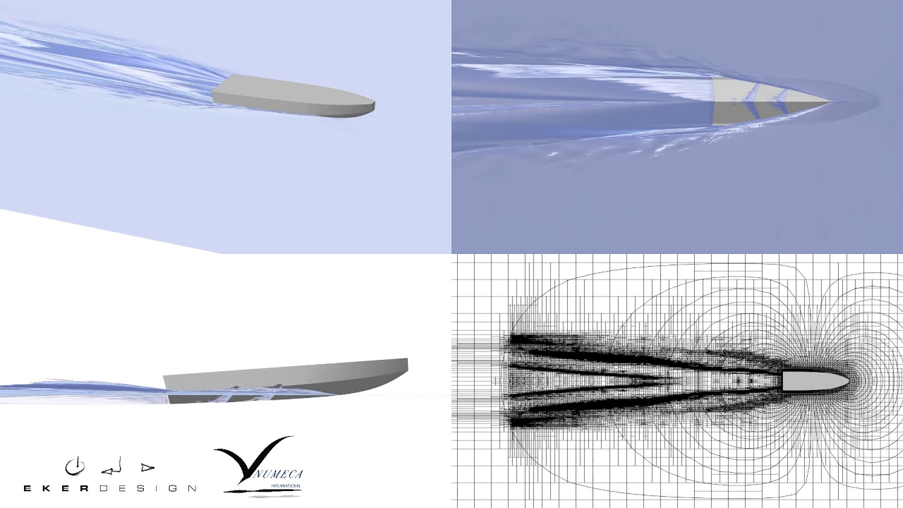 NUMECA FINE&trade;/Marine - Eker Design stepped hull simulation