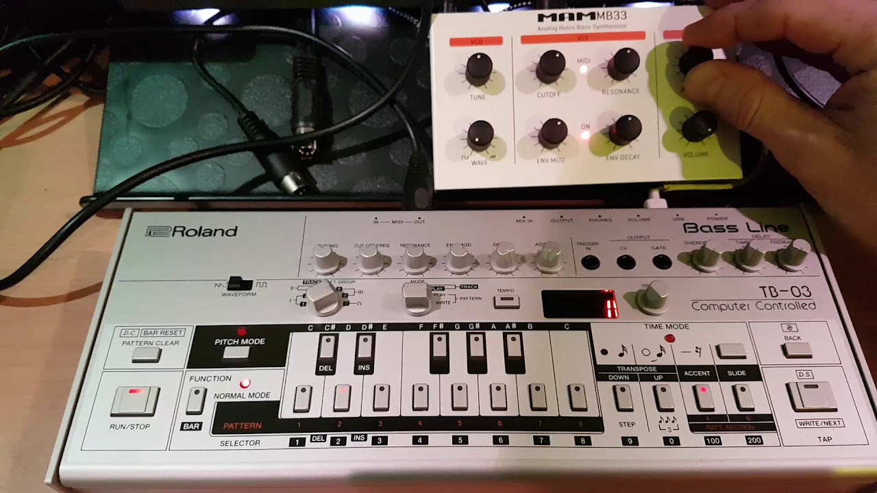 Using Roland's TB-03 to Sequence the MAM MB33 Analogue Bass Synth