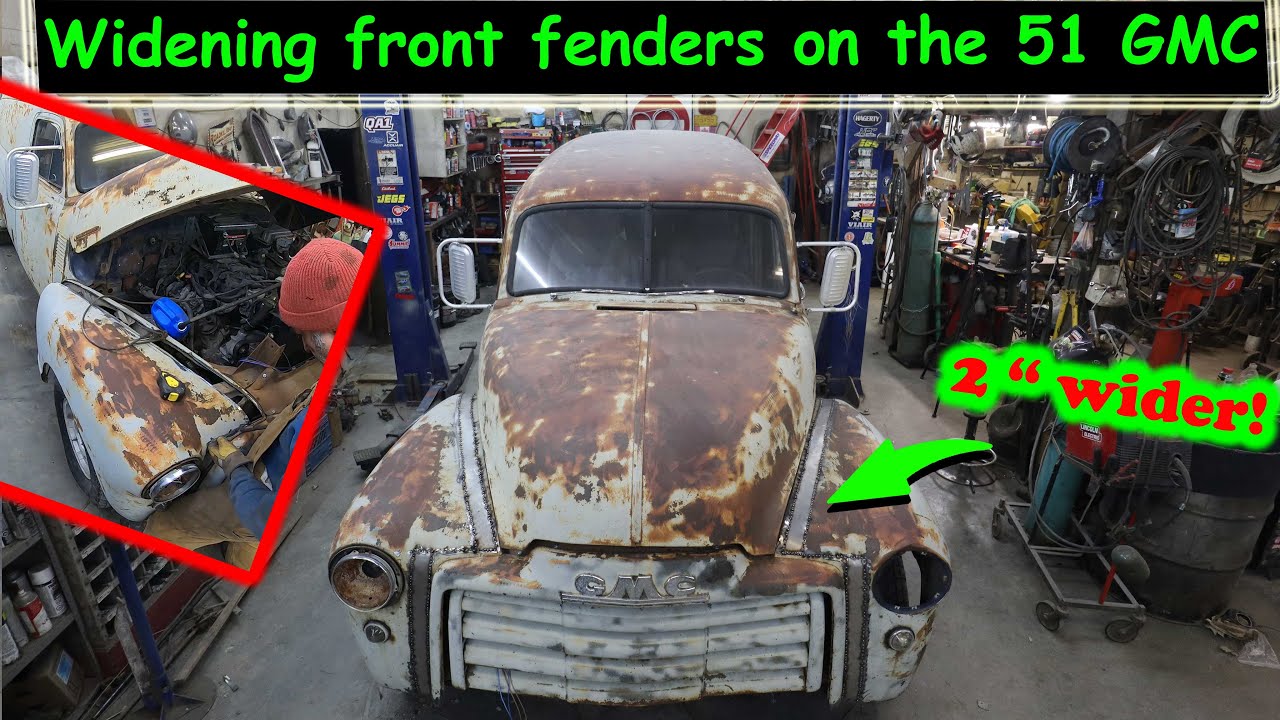 How to widen the fenders to fit better on the chassis swapped 1951 GMC Panel Truck