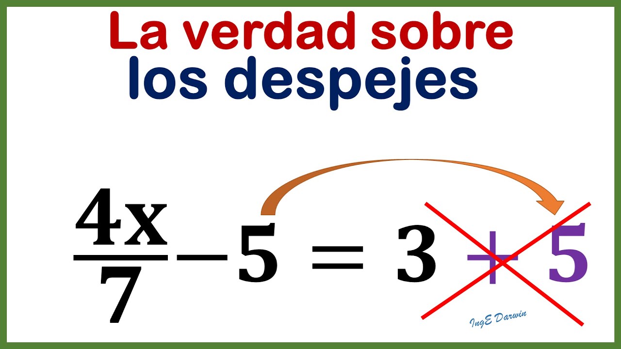 Despeje de ecuaciones, propiedad de la igualdad y transposición de términos.