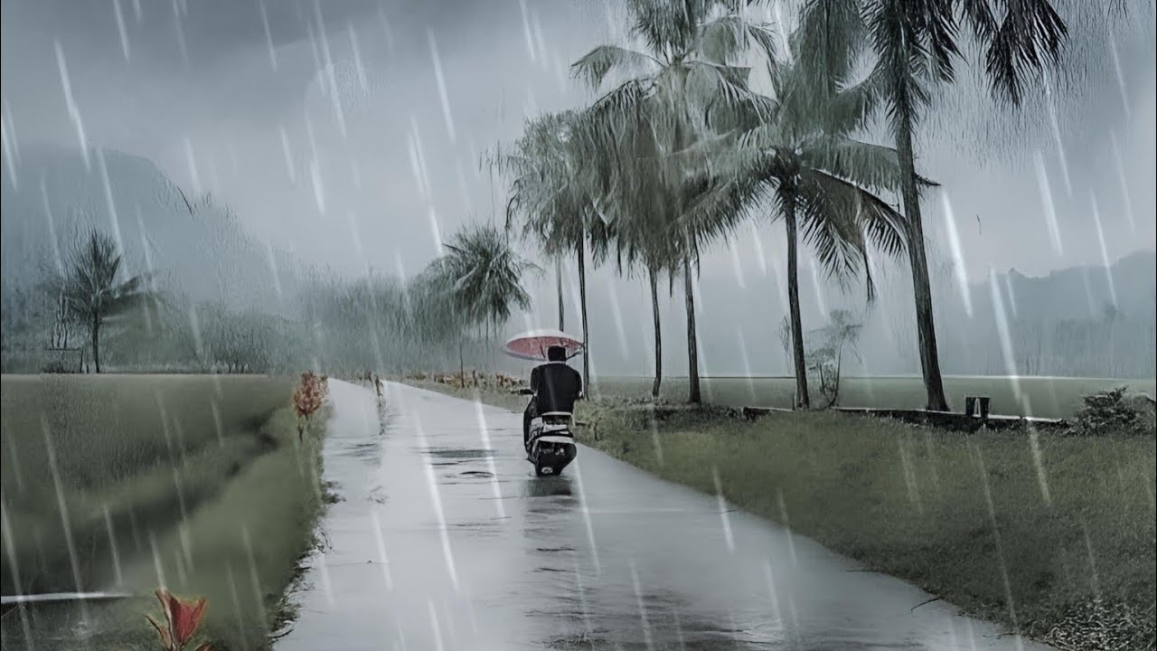 Heavy Rainy Day in Indonesia's Paradise Countryside l Relax and Sleep