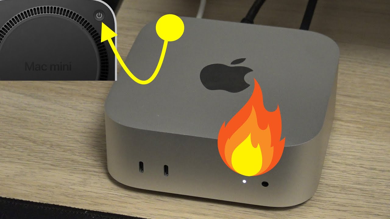 Кнопка включения Mac mini M4 в реальной жизни