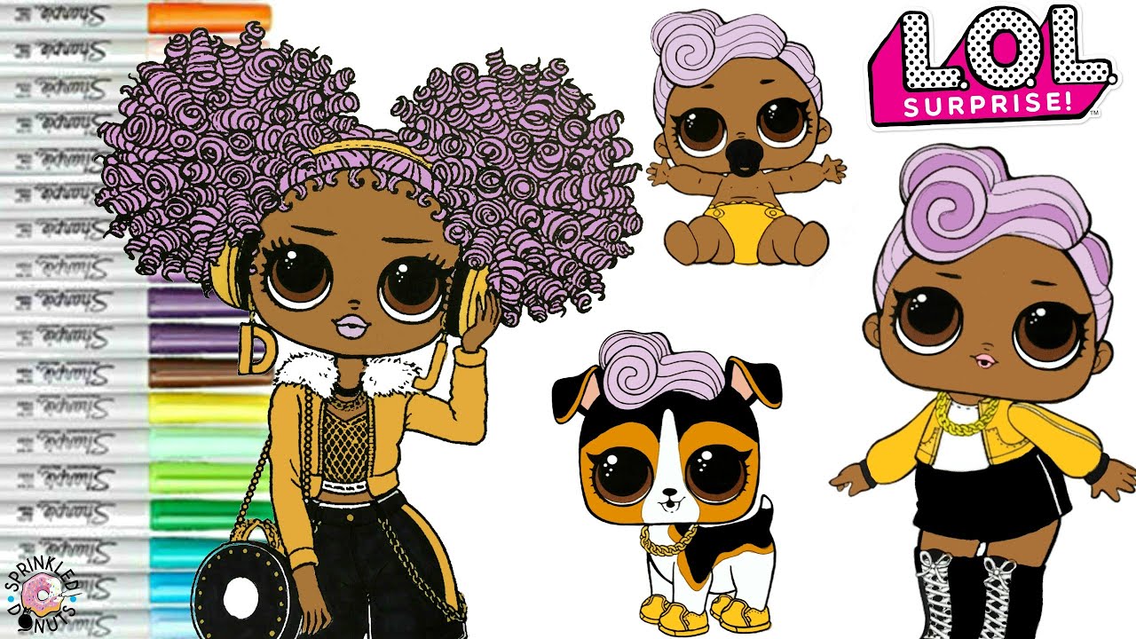 LOL Surprise Dolls Coloring Book Page DJ Family LOL O.M.G Winter Disco 24K DJ Lil Sister DJK9
