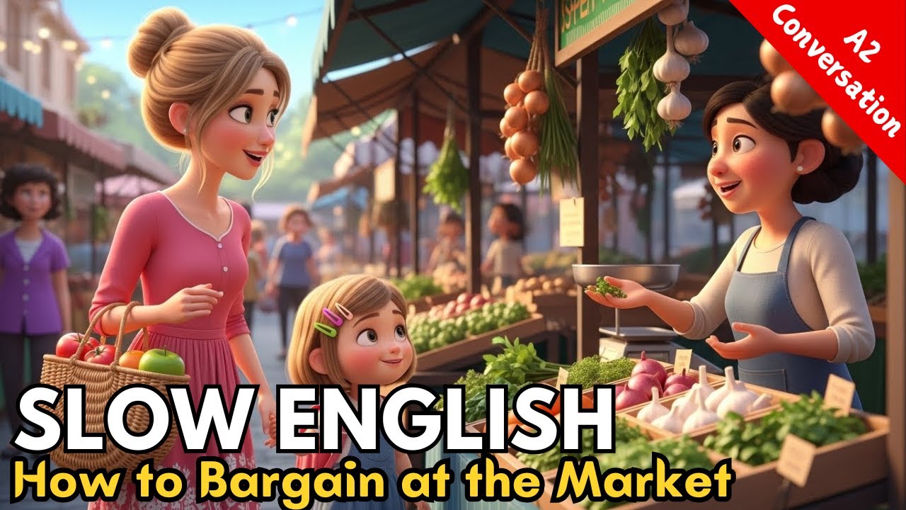 How to Bargain at the Market | A2  | Slow English | Listening & Speaking Practice (with subtitles)