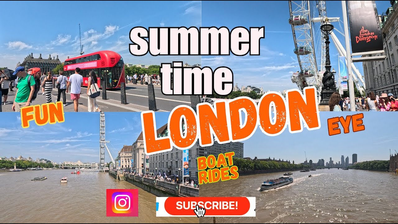 Summer fun in london, enjoying walks on riverside, london eye, food, people  tourist all having fun