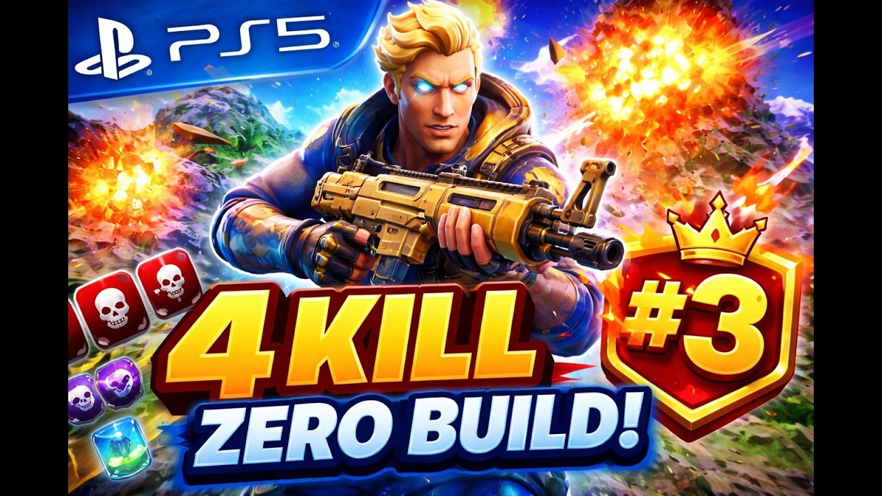 Fortnite Zero Build Gameplay (PS5) | 4 Kill Solo Match | Top 3 Finish | Reboot Zone