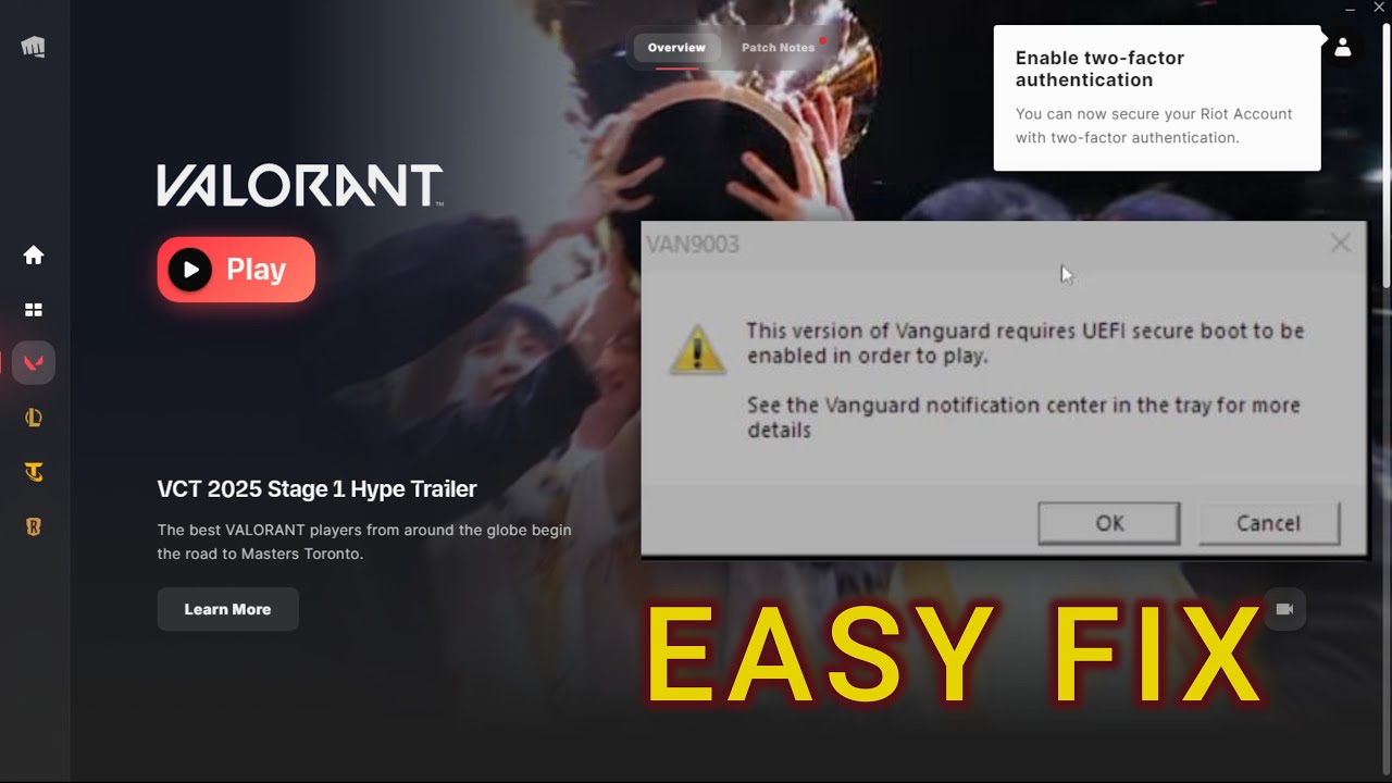 🎮 Fix VAN9003 Error in Valorant | UEFI Secure Boot Required 🔧