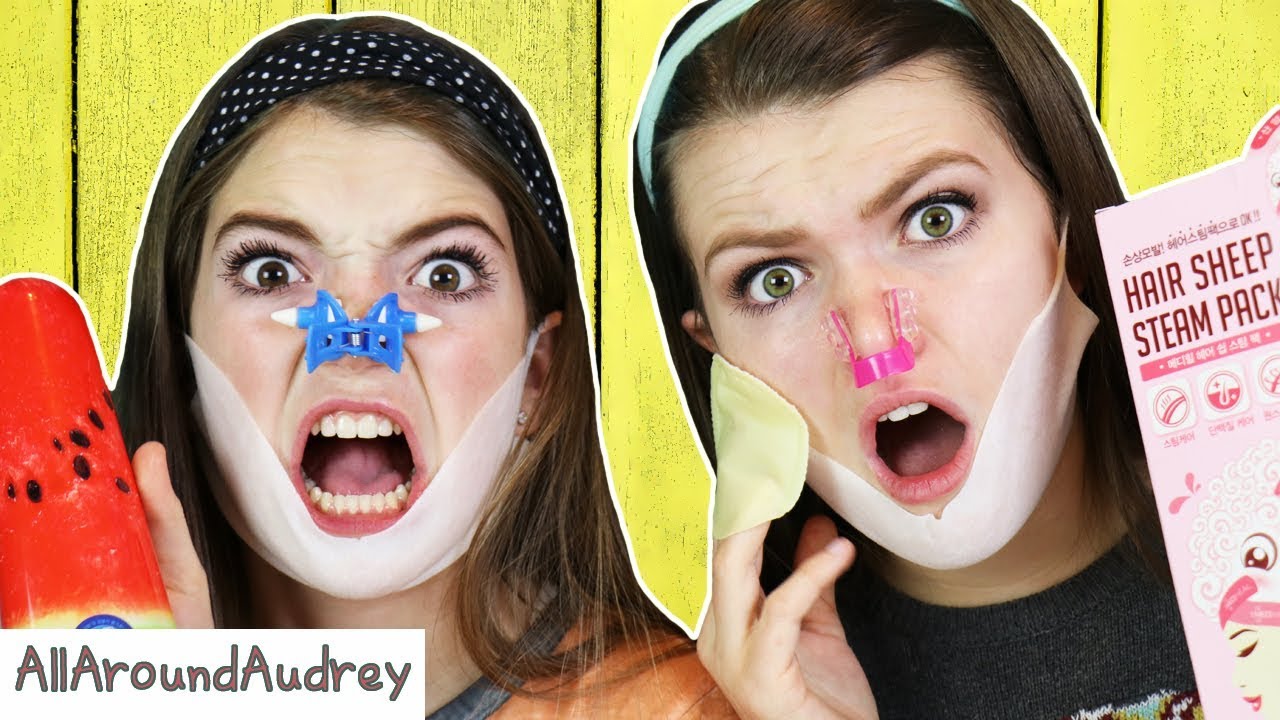 TRYING WEIRD KOREAN BEAUTY PRODUCTS FOR THE FACE! / AllAroundAudrey