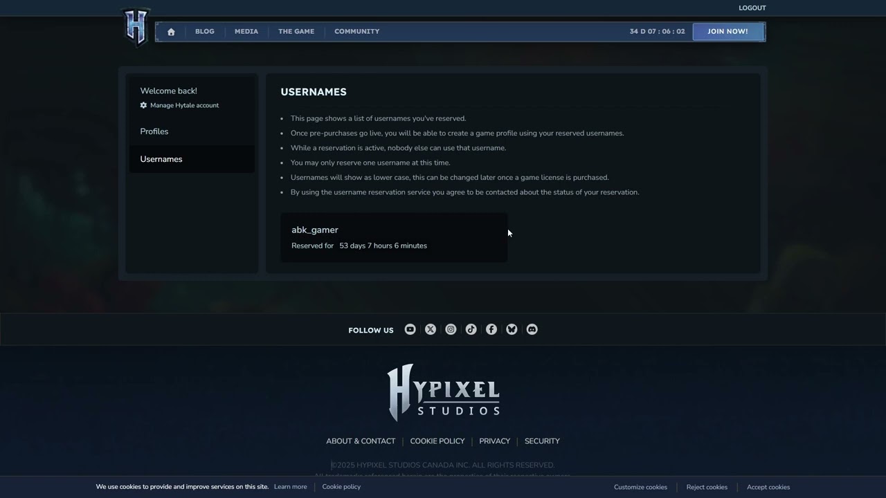 Hytale name reservation