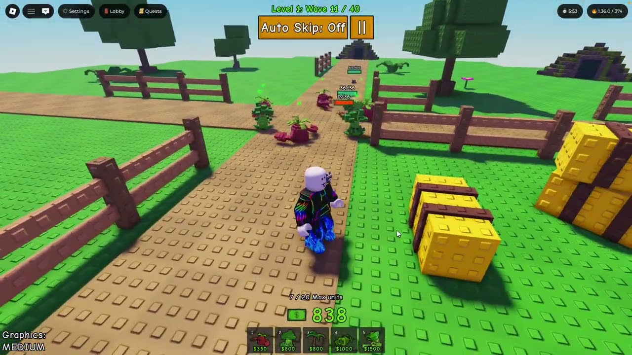playing Roblox garden tower defense