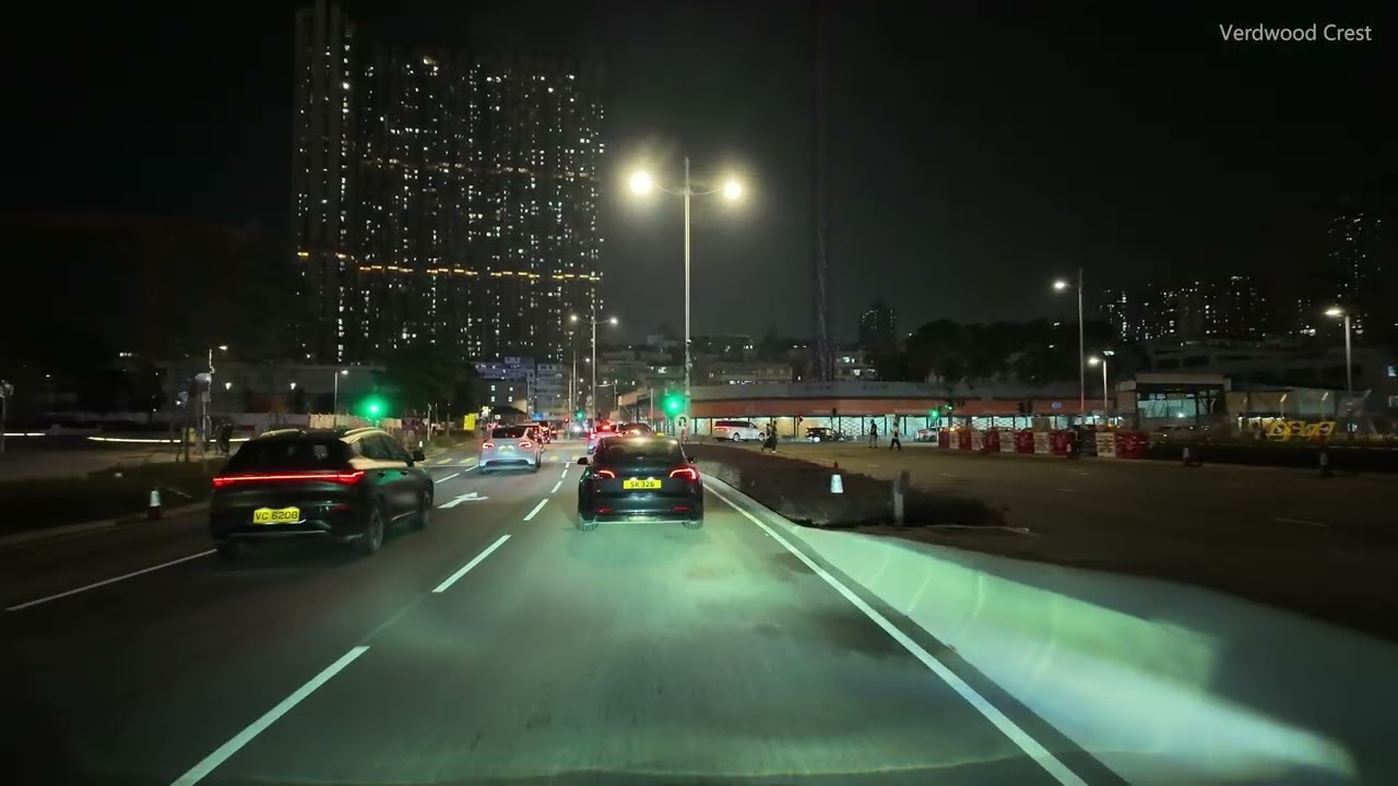 4K Night Drive from Kowloon City to Tseung Kwan O | Relaxing Drive with Music