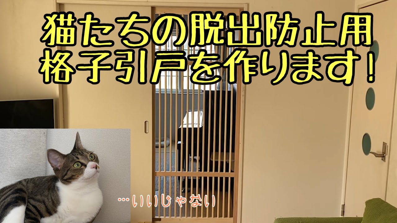 【DIY】猫たちの脱出防止用、格子引戸を作ります！