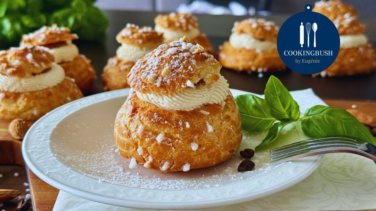 French Choux Pastries with Coffee Chantilly Cream & Caramel | Elegant Dessert Recipe | CookingBush