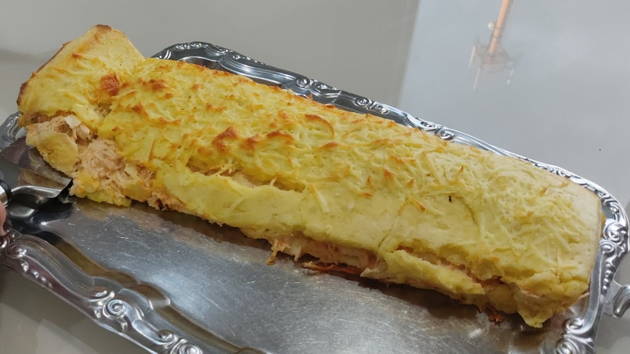 A melhor receita de ROCAMBOLE de frango- Massa feita com BATATA