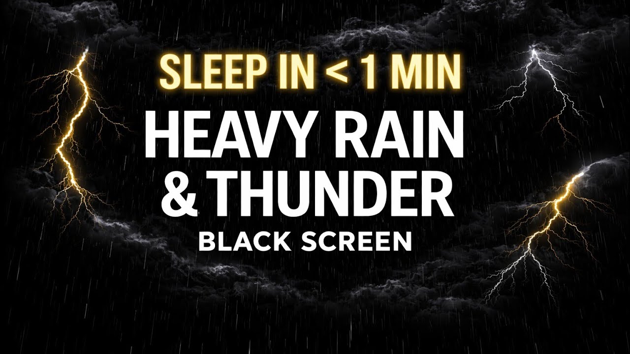 Heavy Rain & Thunder Sounds ⛈️ Black Screen for Insomnia | Deep Sleep Storm Sounds | 10 Hours