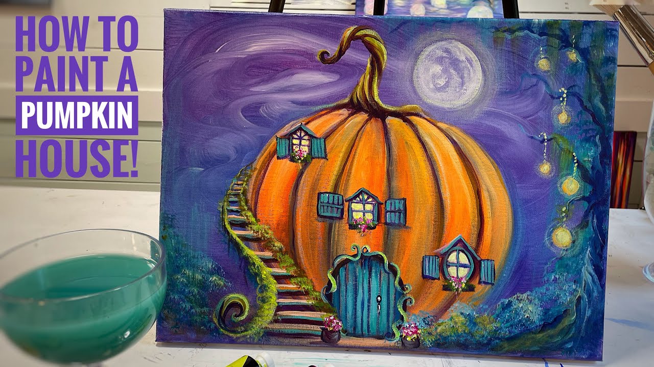 How To Paint “A PUMPKIN HOUSE”  acrylic painting tutorial