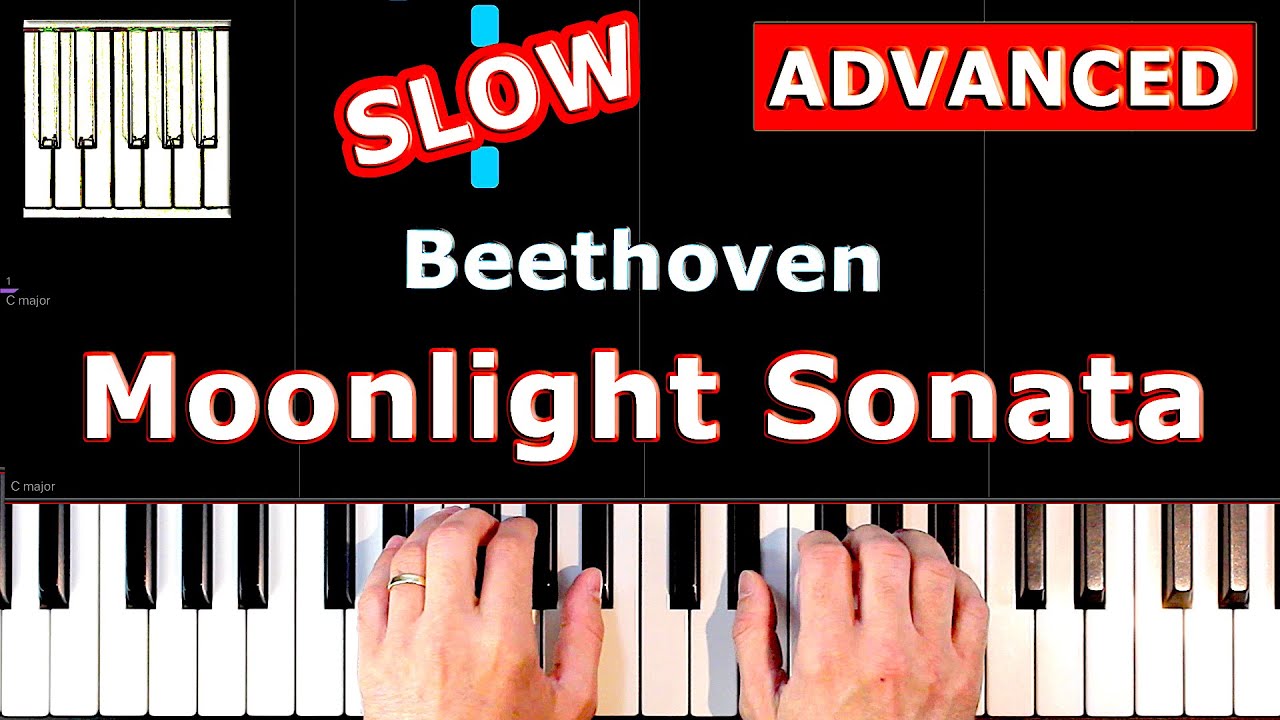 Beethoven - Moonlight Sonata - SLOW Piano Tutorial