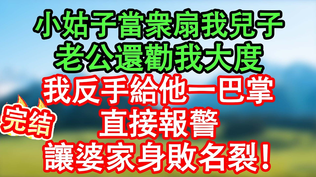 【完結】小姑子當衆扇我兒子，老公還勸我大度，我反手給他一巴掌，直接報警，讓婆家身敗名裂！#情感故事#家庭故事 #晴天故事集 #深夜故事 #故事分享