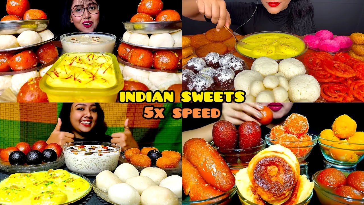 EATING INDIAN SWEET DESSERT CHALLENGE | MUKBANG COMPILATION | ASMR | GULAB JAMUN, RASMALAI, RASGULLA