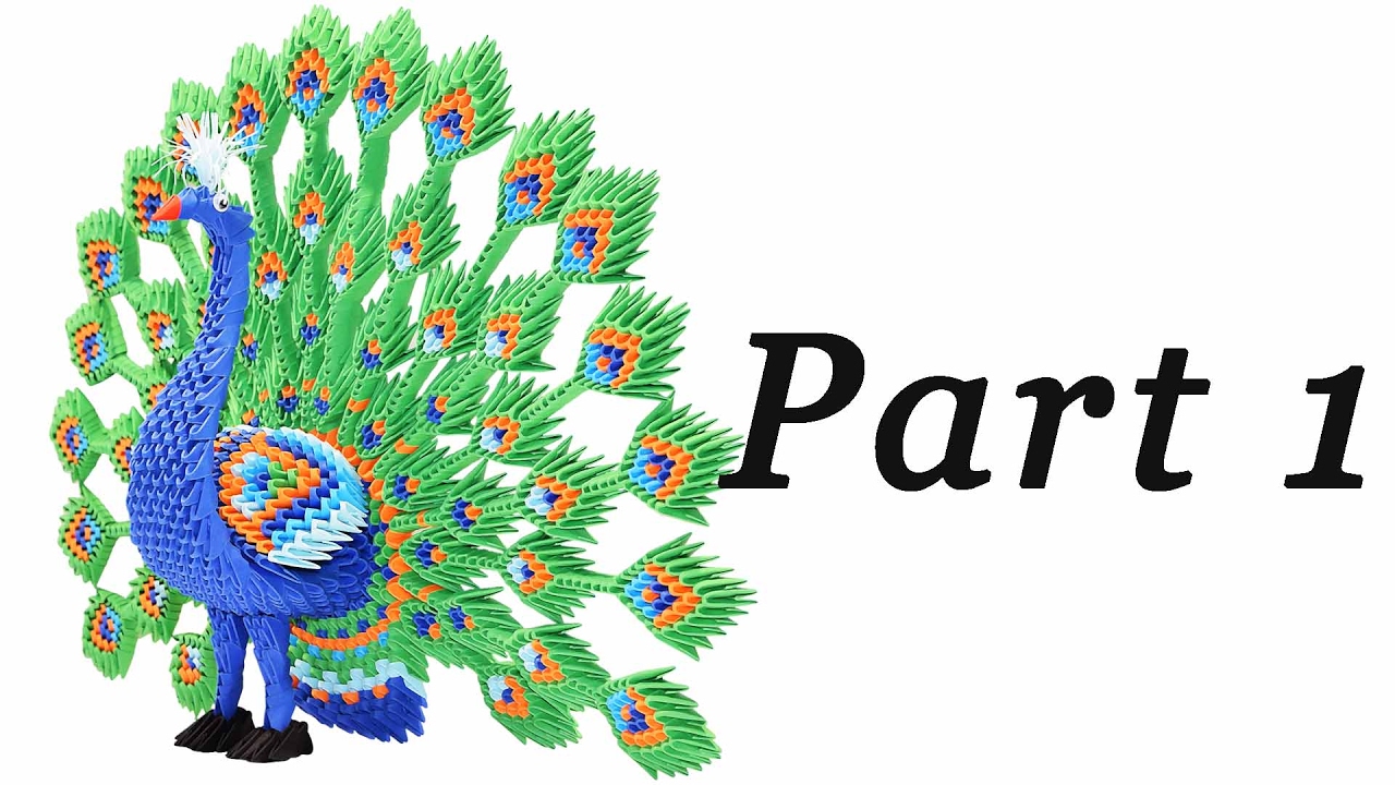 Origami 3d  Big Peacock / Pavone grande -Tutorial - Part 1 - HD