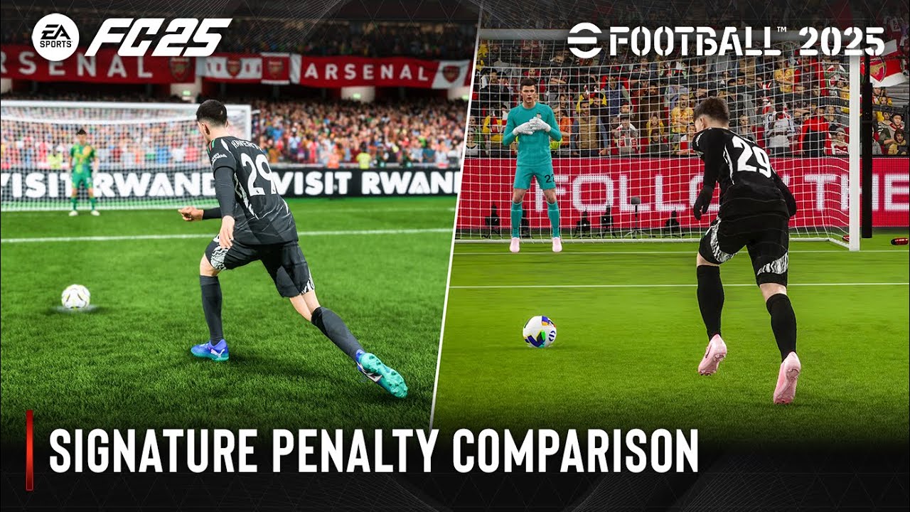 EA Sports FC 25 против eFootball 2025 | Сравнение фирменных стилей пенальти