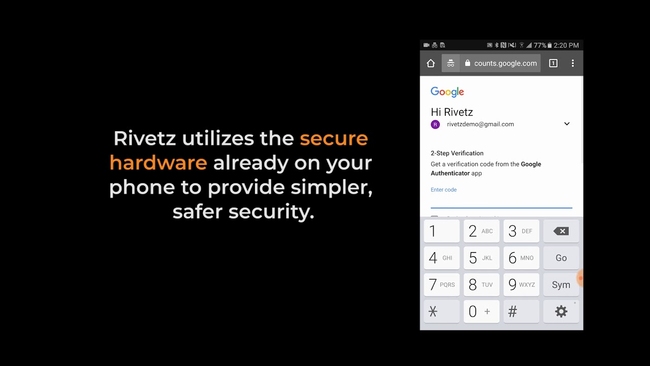 Rivetz Authenticator (beta) Gmail login