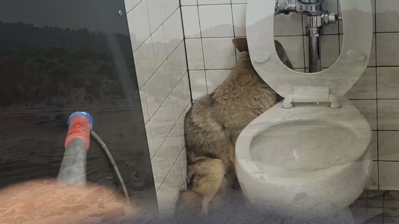 Coyote in a School Bathroom