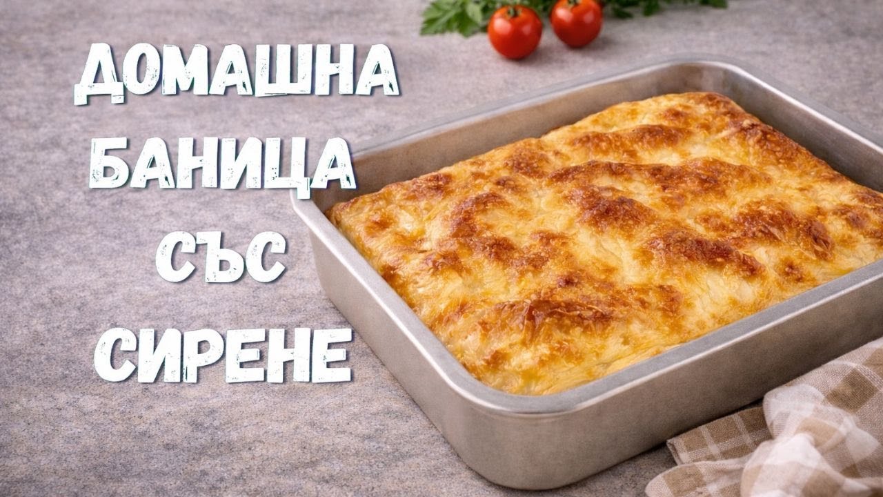 Домашна баница с готови кори и сирене , Лесна и пухкава
