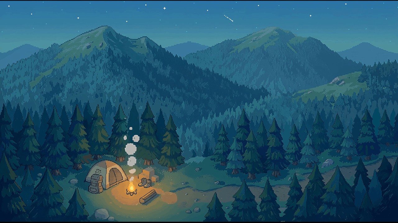 Mountain Night Camp | Calm Ambient Background for Deep Focus, Study & Sleep 🌌🔥