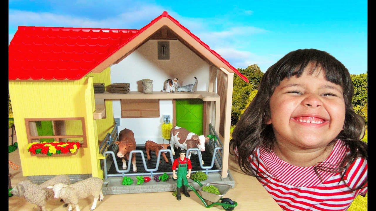 Schleich New Barn Farm Animals Learn Names and Sounds | Animal Toys for Kids