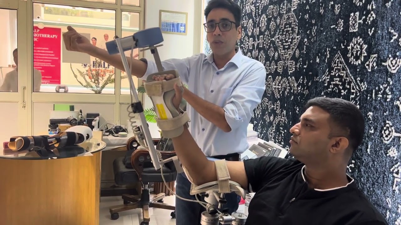 Elbow stiffness post elbow fracture using elbow cpm therapy #tecar #elbowcpm