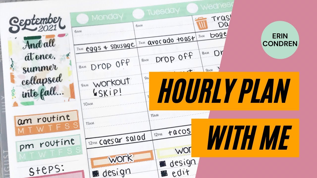 Hourly Plan With Me | Erin Condren Lifeplanner