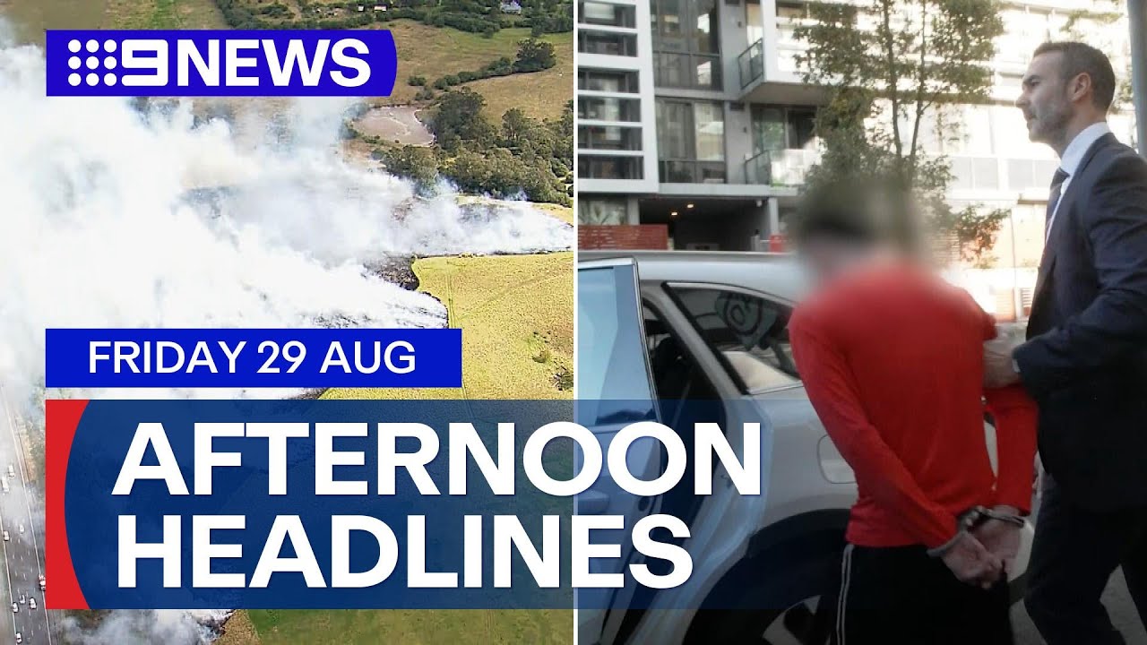 Grassfire closes Hume highway; Police arrest man over woman's death | 9 News Australia