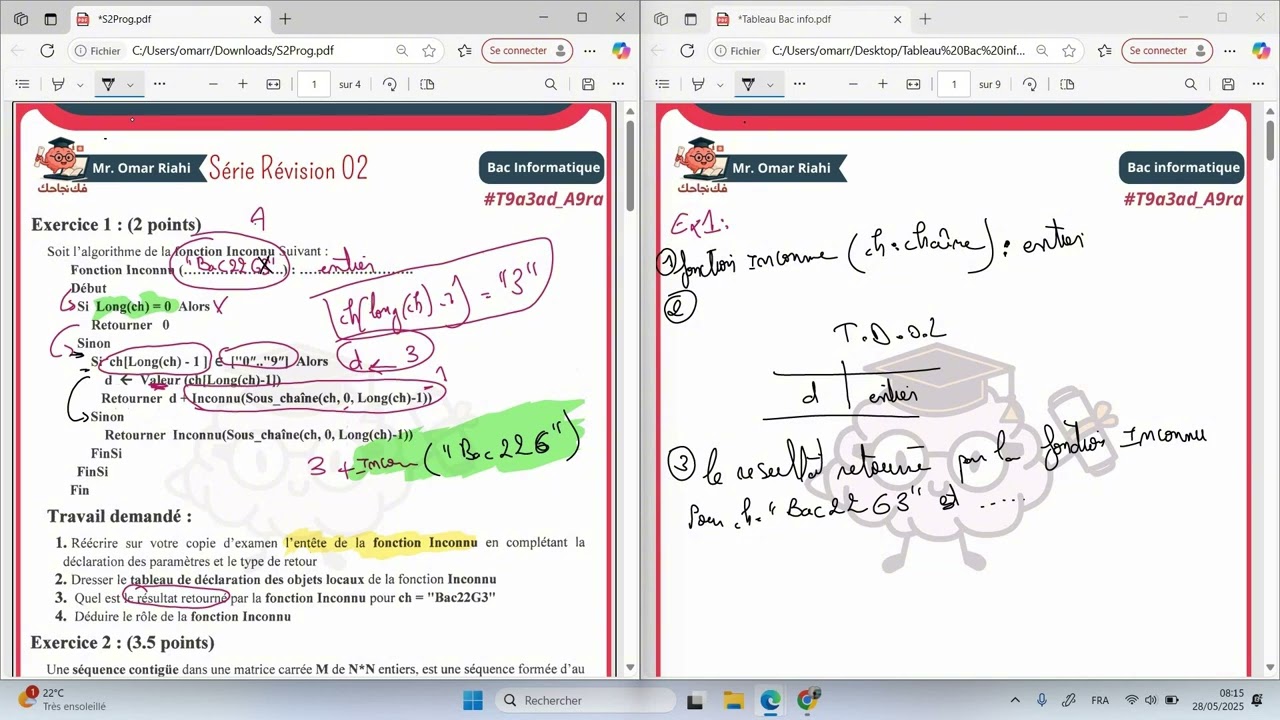 🖥️✅ Bac Info 2025 | أهم المحاور + توقعات التورّيك 📊 Correction épreuve principale 2022 programmation