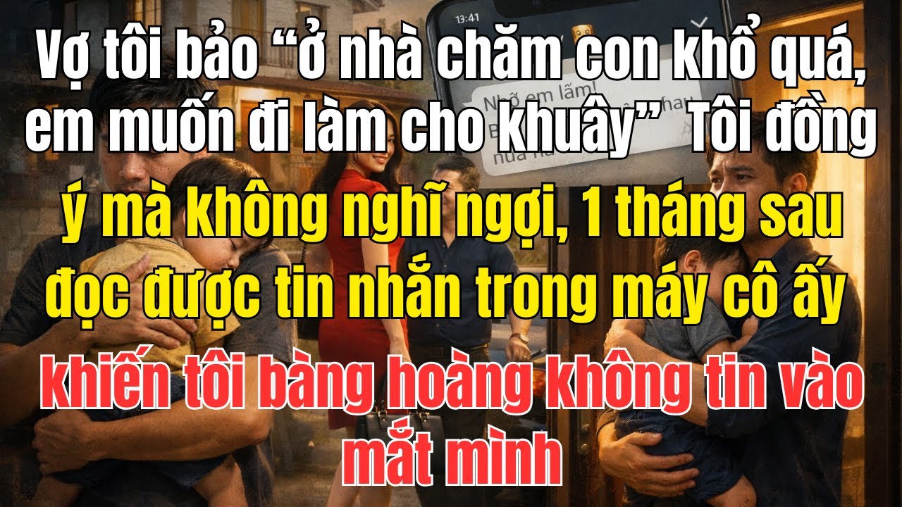 Vợ tôi bảo ‘ở nhà chăm con khổ quá’, tôi đồng ý để cô ấy đi làm… rồi đọc được một tin nhắn khiến...