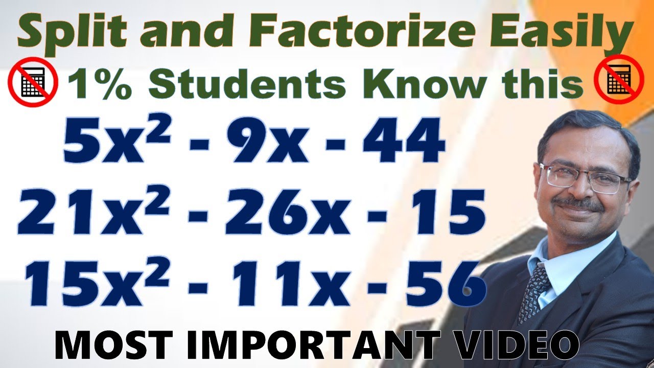 Factorize Quadratic Polynomials II Short Trick II Solve All Problems Easily #quadraticequation
