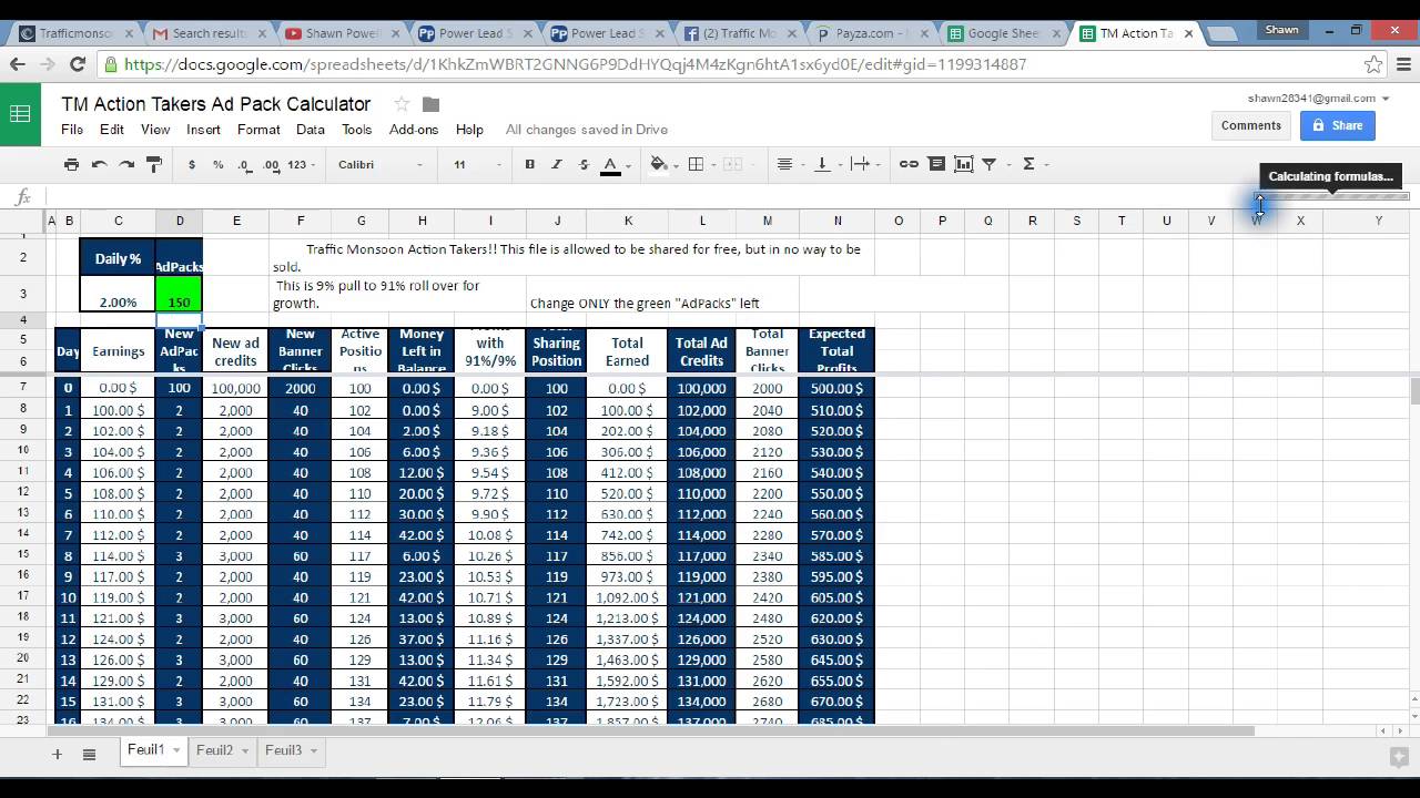 Traffic Monsoon Calculator - How To Use Excel FREE Online