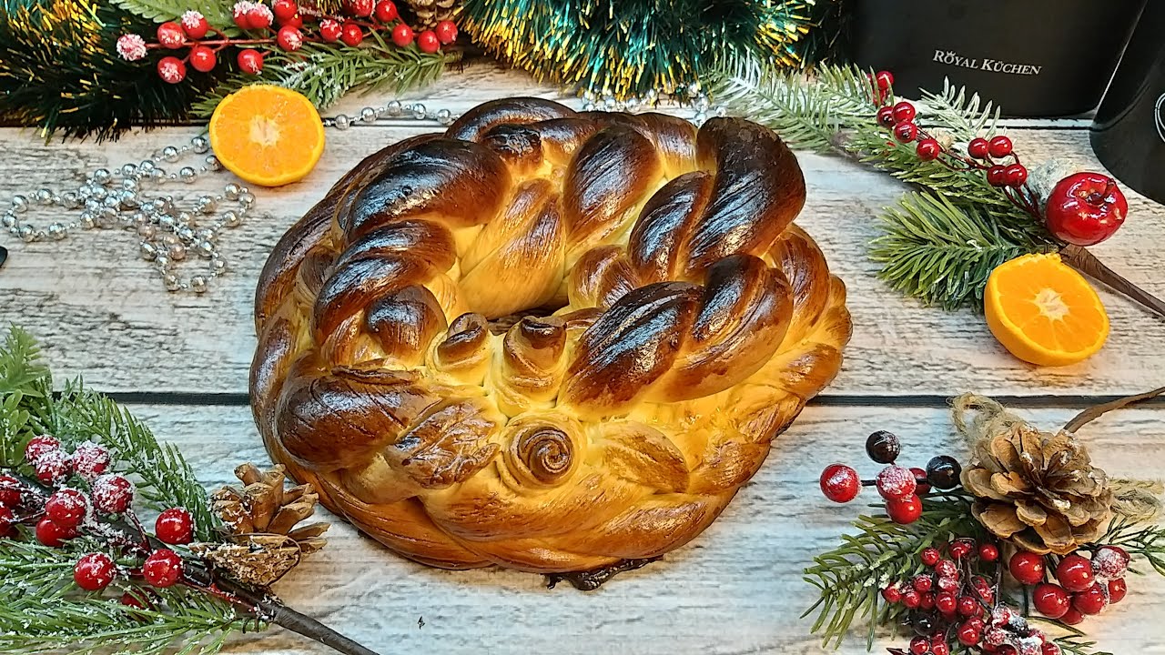 Рождественский калач сдобный вкусный праздничный калач пошаговый рецепт