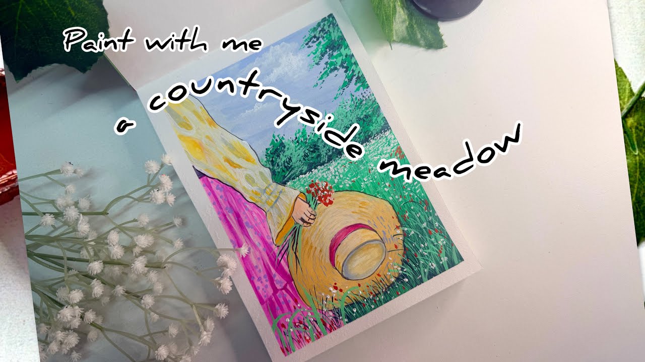 Dreamy Countryside Scene in Gouache | Step-by-Step Process
