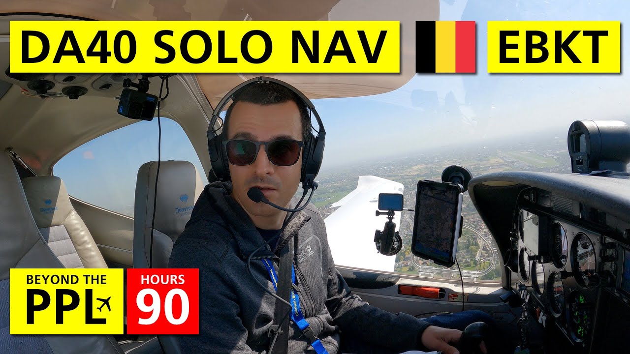 First DA40 solo NAV: en-route wake turbulence avoidance, arrival and landing at Kortrijk EBKT RWY 06