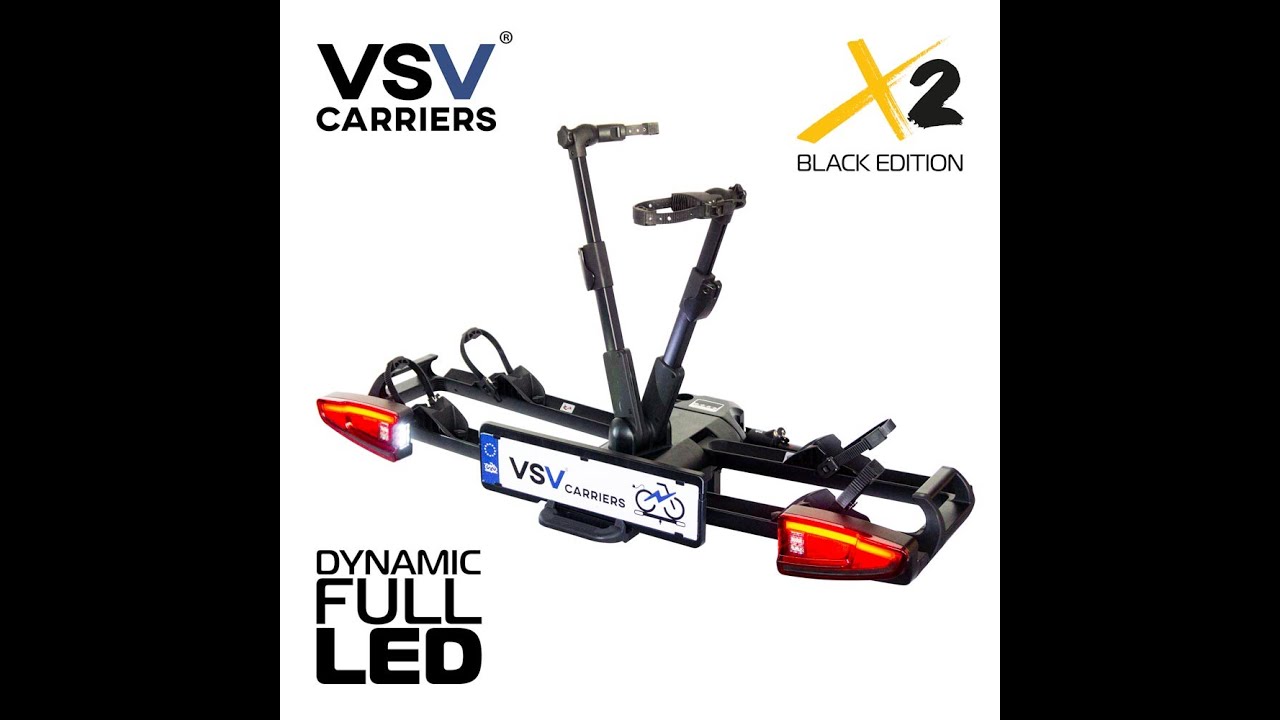 Portabici da gancio traino VSV X2 BLACK EDITIONSPECIAL PER E-BIKE BIAMMORTIZZATE